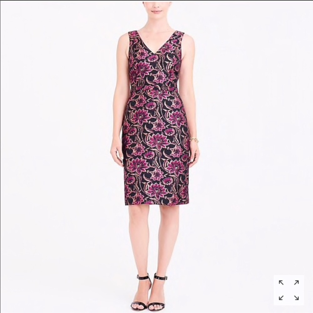 J.Crew Jacquard shift dress with gold detail